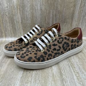 Jack Rogers Leopard Print Sneakers Womens 8 Leather Rory Low Top Lace‎ Up Shoes